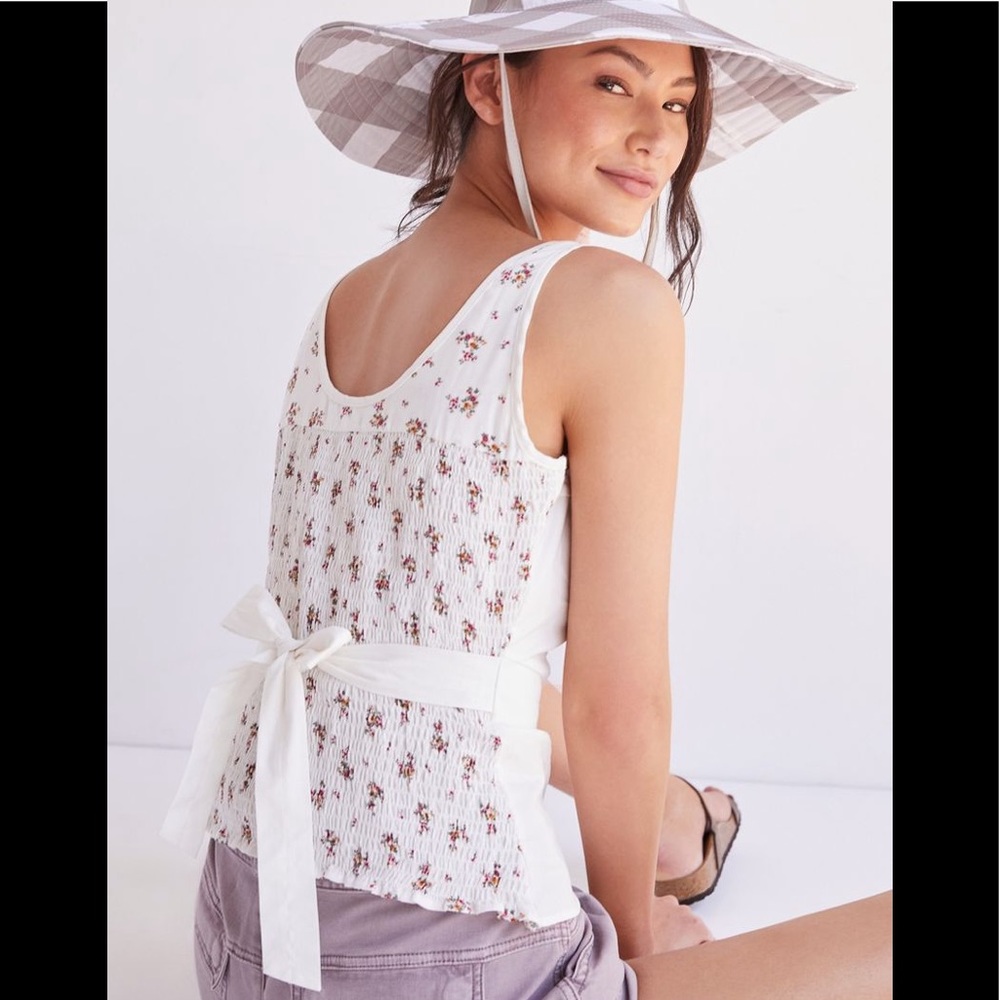 Anthropologie Pintucked Tie-Back Tank, XL